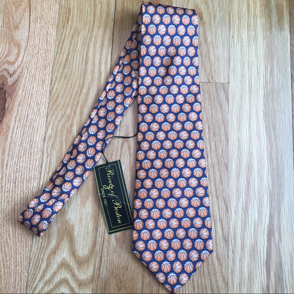 Rivetz of Boston 100% Silk Basketball Tie